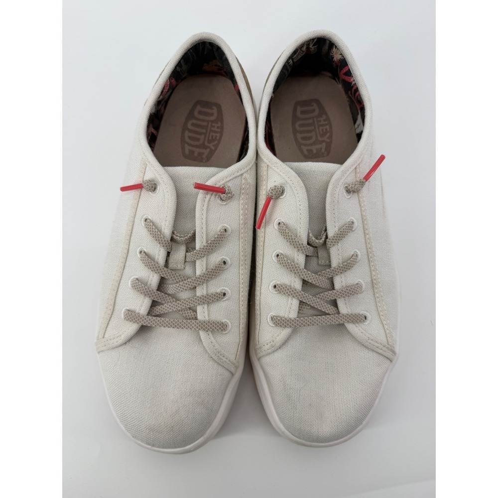Hey Dude Cody W Craft Women W9 Cream Tan Canvas Low Top Slip On Sneakers - Picture 6 of 8